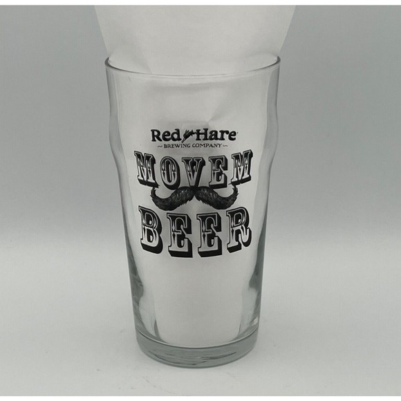 Red Hare Brewing Company Marietta GA Movember Movem Beer Rabbit Nonic Pint Glass - Picture 1 of 3